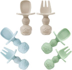 PandaEar 6 Pack Silicone Baby Spoons and Fork Feeding Set- Anti-Choke First by PandaEar