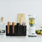 Paper Cup and Lid Holder with Straw Organizer, Disposable Coffee Cup Dispenser - Image 6