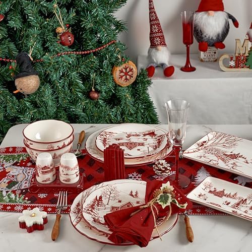 Bico Toile De Jouy Winter Wonderland Ceramic Mug Set of 4, Christmas Coffee Mugs, 16oz Holiday Cups for Tea, Cocoa, or Hot Drinks, Microwave & Dishwasher Safe - Image 5