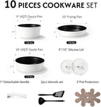 CAROTE 22pcs Pots and Pans Set Non Stick, Detachable Handle Cookware Set White - Image 2