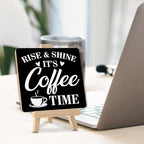 Coffee Bar Decor, Rise and Shine It's Coffee Time Wood Sign - Image 3