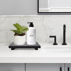 Renawe Black Bathroom Counter Organizer Wooden Display Pedesta Stand Kitchen - Image 3