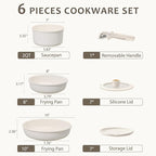 CAROTE 6pcs Pots and Pans Set Non Stick, Cookware Sets, Kitchen Set, - Image 2