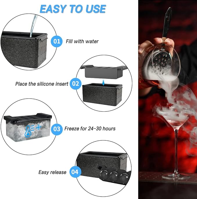 TINANA Clear Ice Ball Maker, Crystal Clear Ice Sphere Maker prepare 8 Large - Image 6