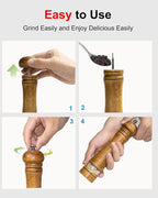 6-Inch Wooden Pepper Grinder Salt Grinder, Refillable Manual Pepper Mill - Image 5