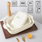 Sweejar Casserole Dishes for Oven, Ceramic Bakeware Set of 3, Lasagna Pan Deep - Image 3