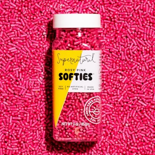 Supernatural Rosy Pink Softies Sprinkles, Dye-Free Vegan Dessert Decor, 3oz by Supernatural