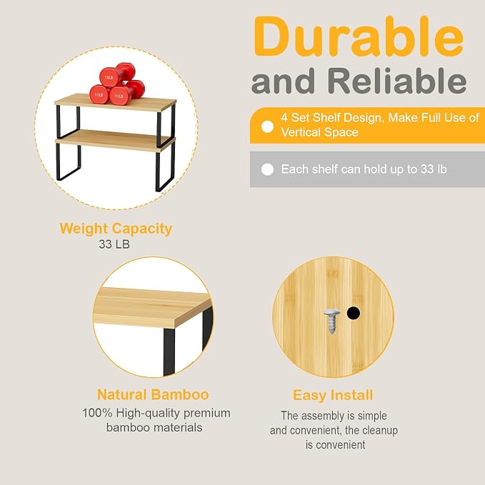 OGEMXU Cabinet Shelf Organizers, 15.7 inches Large Kitchen Counter Shelf - Image 6