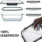 VERONES 30 Pieces Glass Meal Prep Containers Set, Stackable Glass Food Storage - Image 4