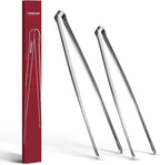 Precision Serrated Non-Slip Tips Cooking Tongs 2 Set, 18/8 Stainless Steel by COOCLAN