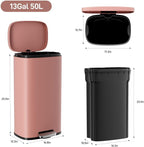 Arlopu 8/13.2 Gallon Step Trash Can, Stainless Steel Garbage Bin, Soft-Close - Image 2