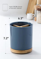 LoeJan 3 Compartment Utensil Holder, Extra Large Utensil Crock, Stable Ceramic - Image 2