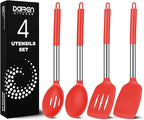 Pack of 4 Large Silicone Cooking Spatulas and Spoons, Slotted and Solid by DaiRenKitchen