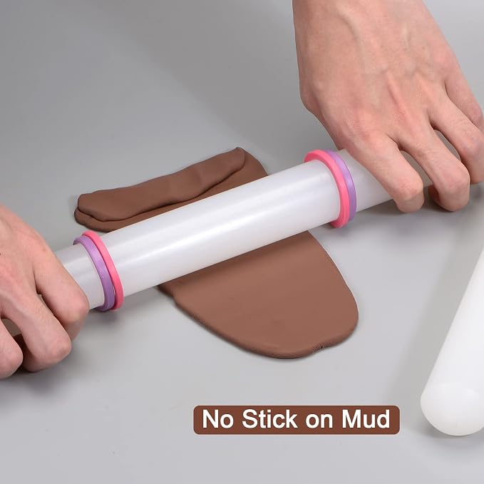 HARFINGTON Fondant Rolling Pin 12 Inch x 1.38 Inch Adjustable Guide Rings - Image 5