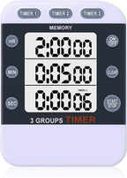 Digital Dual Kitchen Timer for Cooking, 3 Channels Count Down/up Triple Multi by MOSTRUST