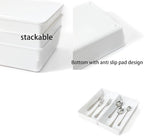 3 Pack White Plastic Drawer Organizer Tray Cutlery Utensil Makeups Drawer - Image 3