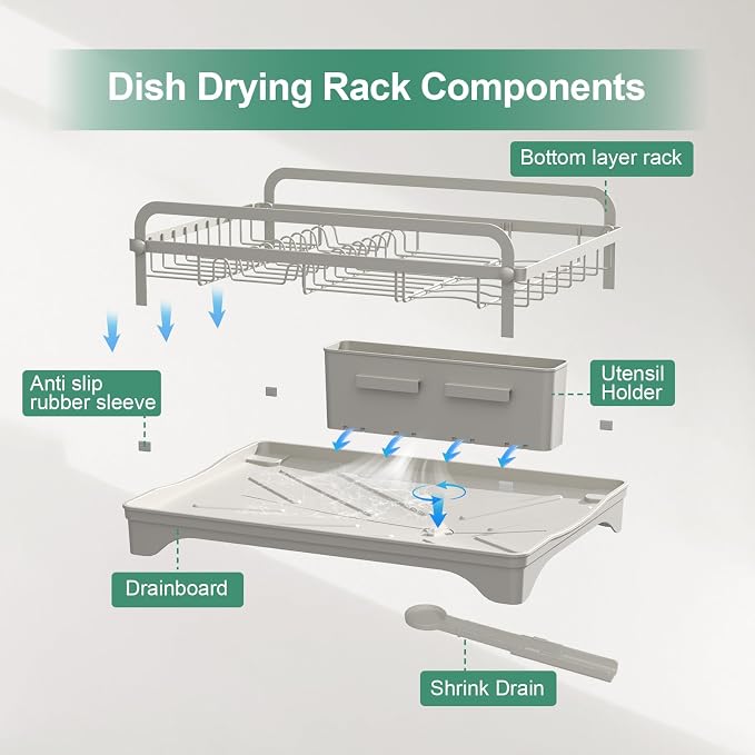 Dish Drying Rack, Dish Racks for Kitchen Counter, Metal Dish Drainer - Image 8