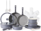 SENSARTE 24 Piece Ceramic Pots and Pans Set, Nonstick Detachable Handle Cookware by SENSARTE