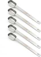5PCS 1tsp Single Measuring Spoon, Stainless Steel Long Handle Individual by BERYLER