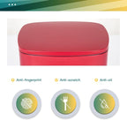 FDW | 13 Gallon Trash Can with Lid | Red | Fingerprint-Proof | Made of Brushed - Image 6