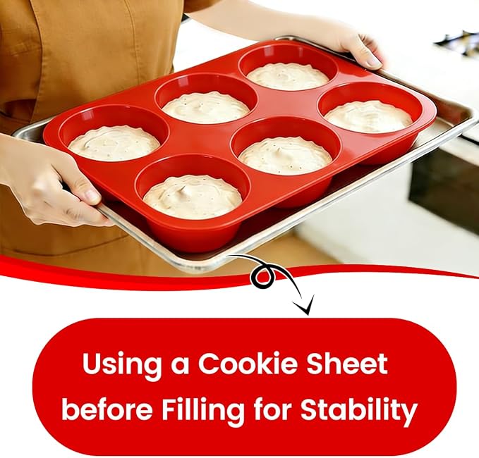 CAKETIME Silicone Muffin Pan, 2 Packs, Jumbo 6 Cups and Mini 24 Cups - Image 4