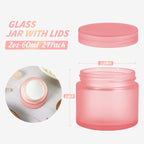 2oz Glass Jars 24 Pack, Hoa Kinh Mini Round Pink Frosted Glass Jars - Image 3