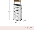 Twine Acacia Wood Handled Cheese Grater, Stainless Steel Grater, Citrus Zester - Image 3