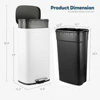 13.2 Gal Kitchen Trash Can, 50L Recycling or Garbage Bin, Brushed Stainless - Image 2