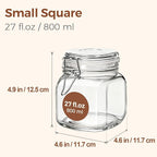 ComSaf 6-Pack 27oz Square Glass Pantry Canisters, Aesthetic Food Storage Jars - Image 2