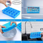 2 Pack Ice Cube Trays, ZDPMK Silicone Easy Release Flexible Molds 15 Ice Cubes - Image 3