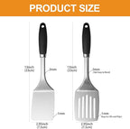 Stainless Steel Spatulas Set, 2 Pack Heavy Duty Solid & Slotted Turner - Image 4