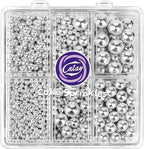 Sprinkles for Cake Decorating, 4 Sizes 4.76oz Silver Pearl Sugar Sprinkles with Nonpareils for Cake Cupcake Cookie Baking Dessert Donuts Topping by Kercky