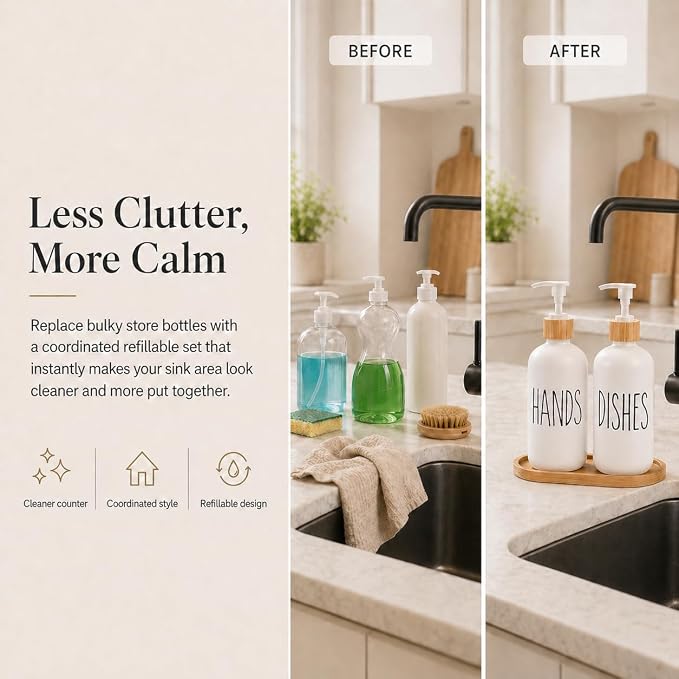 Dish Soap Dispenser for Kitchen Sink.Glass Hand Soap Dispenser, Modern - Image 5