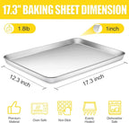 Terlulu Baking Sheet, Cookie Sheet, Stainless Steel Baking Pan, 2 Piece-17.3''x - Image 2