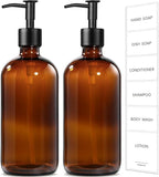 GMISUN Amber Glass Soap Dispenser, 2 Pack Bathroom Hand Soap Dispensers - Image 9
