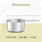 2PCS 1/2Cup Single Measuring Cup, Etched Inner Scale Stainless Steel Measure - Image 2