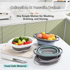 2-Pack Collapsible Silicone Colander Strainer, Foldable Kitchen Sink Basket - Image 2