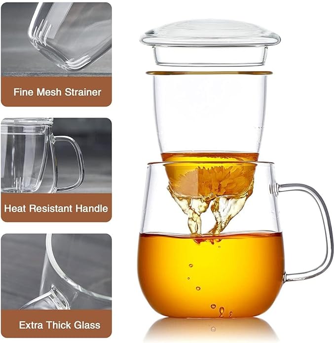 DOPUDO Glass Teacups 4 Pack Glass Tea Cup - Image 4