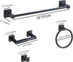 Matte Black Bathroom Hardware Set 4 Pieces, Towel Bar Set Stainless Steel Wall - Image 7
