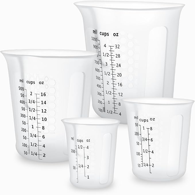 Silicone Measuring Cups 4-Pack Set, Reusable Silicone Cup by SwigranceQualityCreativity