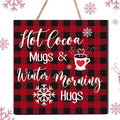 Blulu Christmas Wooden Hanging Sign Winter Coffee Bar Wall Decor, Plaid by Blulu
