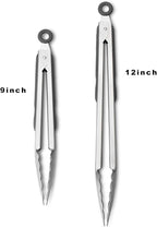 Premium 304 Stainless Steel Tongs Set – 12" Grill Tongs & 9" Cooking Tongs - Image 3