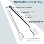 8 Pack 7-Inch Stainless Steel Serving Tongs, Mini Buffet Tongs - Image 2