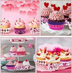 SANNIX 450pcs Valentine's Day Cupcake Liners Heart Baking Cups Cupcake Wrappers Paper Wraps Muffin Liners for Valentine's Day Wedding Birthday Party Candy Cake Decorations Supplies (9 Designs) - Image 5