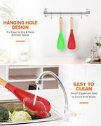 Cooking Spoon for Nonstick Cookwares, Wood Handle Spoon for Mixing, and Scrape - Image 7