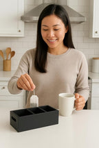 Moldie Black Wood Tea and Sugar Pack Organizers, Wooden Box - Image 6
