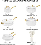 Ceramic Cookware Set, VONIKI 16 Pcs Pots and Pans Set Non Stick, Kitchen - Image 2