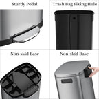 KdbK 13 Gallon Trash Can with Lid, 50L Fingerprint Proof Stainless Steel - Image 5