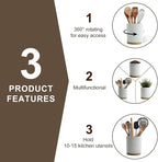 360° Rotating Utensil Holder for Kitchen Counter, 7.6'' Extra Large Utensil - Image 4
