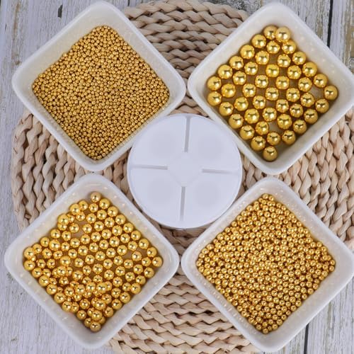 Sprinkles for Cake Decorating, 4 Sizes 4.76oz Gold Pearl Sugar Sprinkles with Nonpareils for Cake Cupcake Cookie Baking Dessert Donuts Topping - Image 4